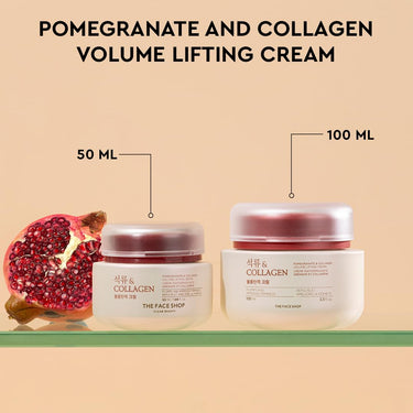 The Face Shop Pomegranate & Collagen Face Cream With 10% Marine Collagen & Pomegranate Extracts | Day & Night Cream to smooth wrinkles & give intense moisturization | Suitable For All Skin Types, 50ML